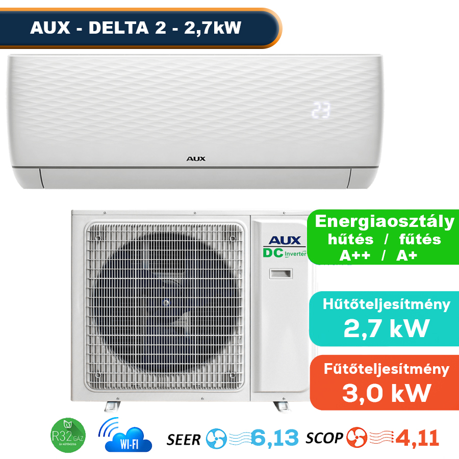 AUX – DELTA 2  Split klíma csomag 2,7 kW